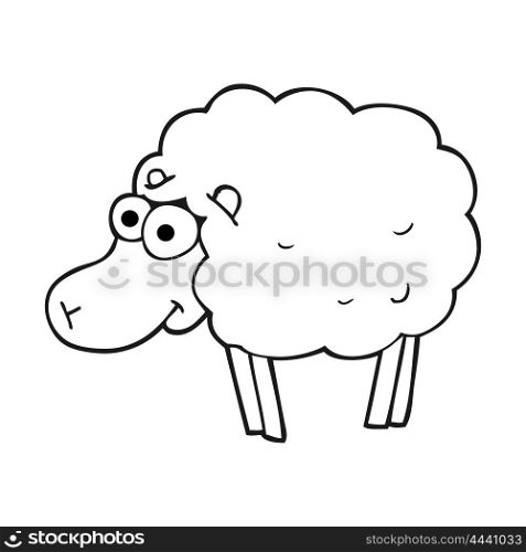 funny freehand drawn black and white cartoon sheep