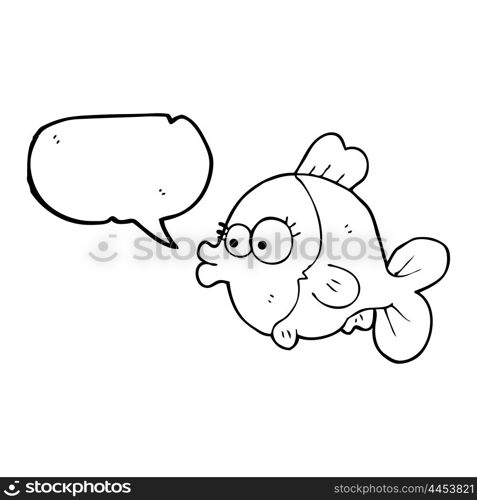 funny freehand drawn speech bubble cartoon fish with big pretty eyes