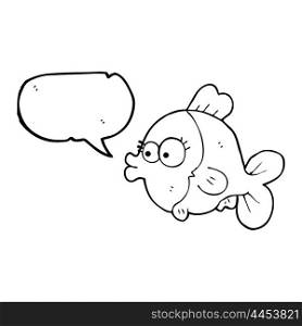 funny freehand drawn speech bubble cartoon fish with big pretty eyes