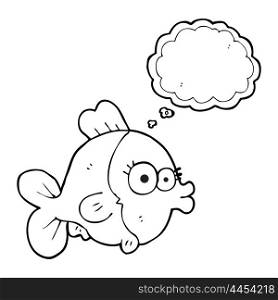 funny freehand drawn thought bubble cartoon fish