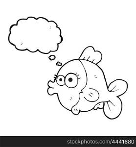 funny freehand drawn thought bubble cartoon fish with big pretty eyes