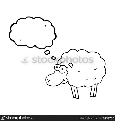 funny freehand drawn thought bubble cartoon sheep