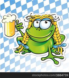 funny frog cartoon with beer glass