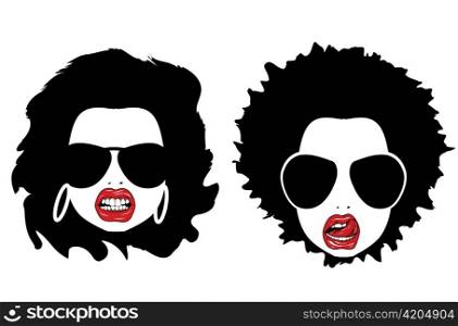 funny funky faces with beautiful lips and sunglasses
