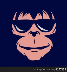 Funny funky monkey line pop art logo colorful Vector Image