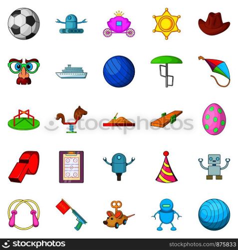 Funny game icons set. Cartoon set of 25 funny game vector icons for web isolated on white background. Funny game icons set, cartoon style