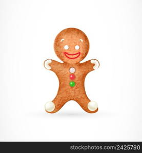 Funny gingerbread man. Food, cookie, decoration, tradition. Christmas concept. Can be used for greeting cards, posters, leaflets and brochure