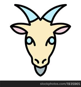 Funny goat icon. Outline funny goat vector icon color flat isolated. Funny goat icon color outline vector