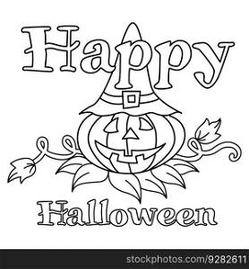 Funny halloween cartoon characters vector illustration. For kids coloring book.