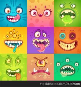 Funny halloween cute and scary monster vector image