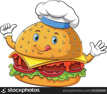 Funny hamburger cartoon character
