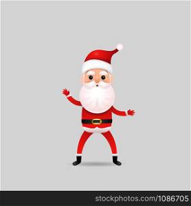 Funny happy Santa Claus character on background. Merry Christmas and Happy New Year. Holiday greeting card. Lifestyle and Holiday concepts.Vector design illustrations.