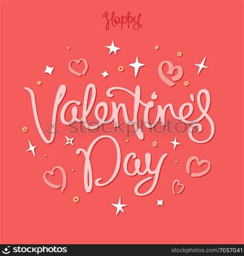 Funny Happy Valentine&rsquo;s Day greetings card. Trendy handwritten calligraphy composition.
 Design elements. Vector illustration. Valentine&rsquo;s Day design