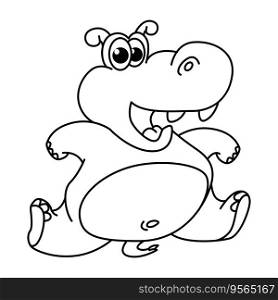 Funny hippo cartoon coloring book.