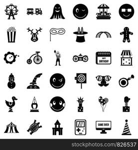 Funny icons set. Simple style of 36 funny vector icons for web isolated on white background. Funny icons set, simple style