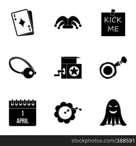 Funny joke icons set. Simple illustration of 9 funny joke vector icons for web. Funny joke icons set, simple style