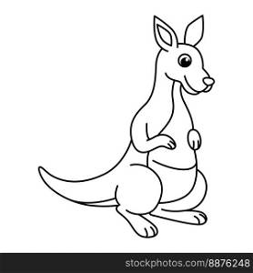 Funny kangaroo cartoon characters vector illustration. For kids coloring book.