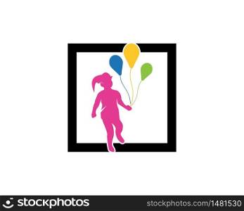 Funny kid with baloon logo template