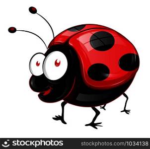 funny ladybug has big eyes illustration. emoji, cartoon character, sketch vector