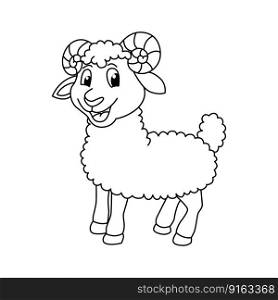 Funny lamb cartoon characters vector illustration. For kids coloring book.