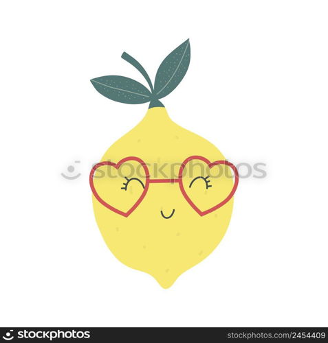 Funny lemon character with happy face. Vector cartoon illustration in simple hand-drawn Scandinavian style. Ideal for printing baby products.. Funny lemon character with happy face. Vector cartoon illustration in simple hand-drawn Scandinavian style. Ideal for printing baby products