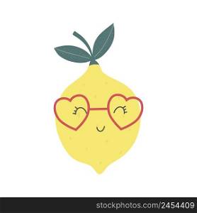 Funny lemon character with happy face. Vector cartoon illustration in simple hand-drawn Scandinavian style. Ideal for printing baby products.. Funny lemon character with happy face. Vector cartoon illustration in simple hand-drawn Scandinavian style. Ideal for printing baby products