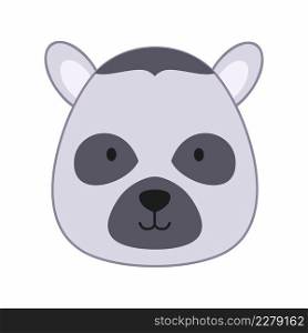 Funny lemur in the style of doodle. Vector icon with the face of a lemur.