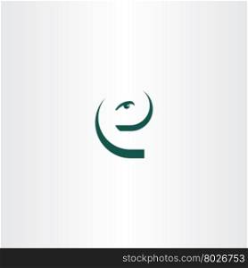 funny letter e eye face icon logo vector design