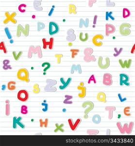 funny letters stickers pattern over a lined paper