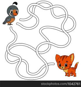 Funny maze. Game for kids. Puzzle for children. Cartoon style. Labyrinth conundrum. Color vector illustration. Find the right path. The development of logical and spatial thinking. Funny maze. Game for kids. Puzzle for children. Cartoon style. Labyrinth conundrum. Color vector illustration. Find the right path. The development of logical and spatial thinking.