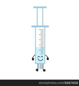 Funny medicine syringe character happiness. Humor medical emoticons syringe cheerful. Cartoon work emoji character health care pharmacy. Happy face syringe mascot icon. Hospital symbol