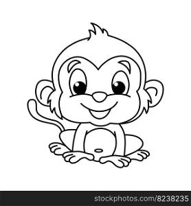 Funny monkey cartoon characters vector illustration. For kids coloring book.