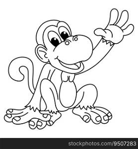 Funny monkey cartoon coloring page