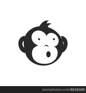 Funny Monkey Face illustration vector flat design template