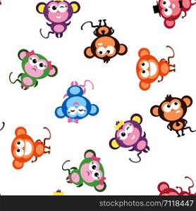 Funny Monkeys seamless pattern,cute wild animals,vector illustration. Funny Monkeys seamless pattern,cute wild animals,