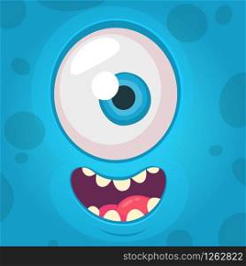 Funny Monster One eye Face. Vector Illustration. Halloween cartoon monster