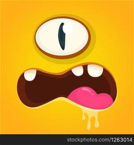 Funny Monster One Eye Face. Vector illustration. Halloween cartoon monster
