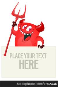 Funny monster with banner vector illustration