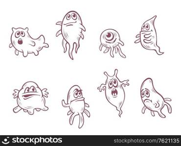 Funny monsters and demons set in cartoon style