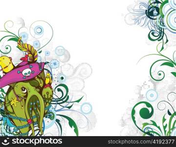 funny monsters with floral