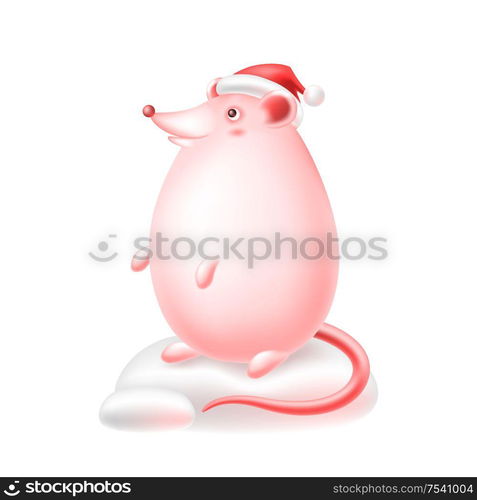 Funny mouse or rat symbol of New Year greeting card. Holiday gradient mesh illustration.. Funny mouse or rat symbol of New Year greeting card.