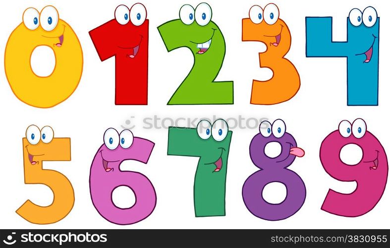 Funny Numbers Cartoon Characters . Collection