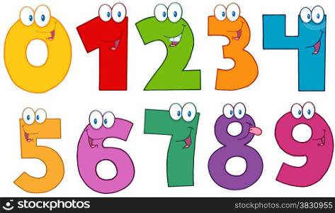Funny Numbers Cartoon Characters . Collection