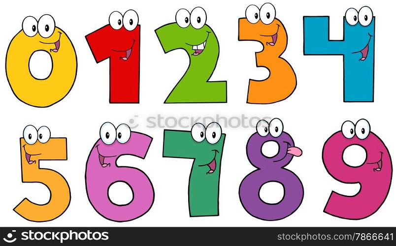 Funny Numbers Cartoon Mascot Characters . Collection