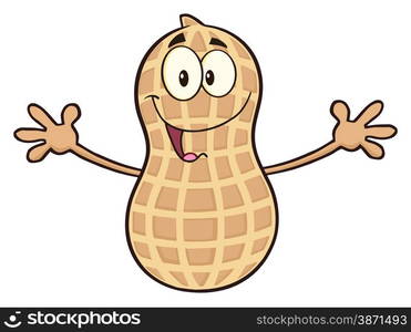 Funny Peanut Cartoon Character Wanting For Hug