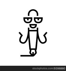 funny pen character line icon vector. funny pen character sign. isolated contour symbol black illustration. funny pen character line icon vector illustration
