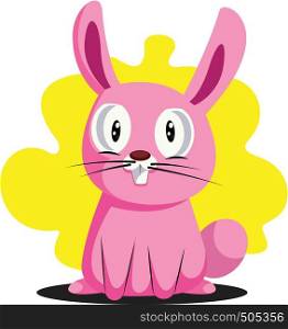 Funny pink Easter bunny with big teeth illustration web vector on white background