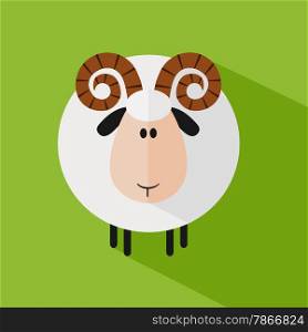 Funny Ram Sheep.Modern Flat Design Illustration variant 1