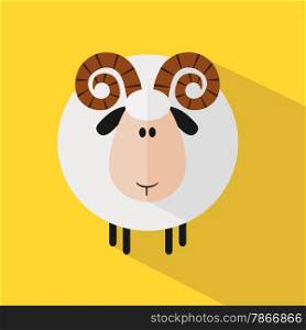 Funny Ram Sheep.Modern Flat Design Illustration variant 2