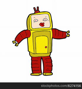 funny retro comic book style cartoon robot